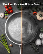 Titanium Pans set, 8+10+12Inch Pure Titanium Hammered Pro with Two Lids, Non-Toxic Skillet for Cooking, PFAS/PFOA/PTFE Free Cookware, Dishwasher&Oven Safe, Kitchen Induction Compatible