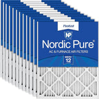 Nordic Pure 20x20x1 (19 1/2 x 19 1/2 x 3/4) Pleated MERV 12 Air Filters 12 Pack