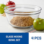 Anchor Hocking 4 Piece Glass Mixing Bowls Set – Durable, Microwave, Oven, and Dishwasher Safe – Perfect for Prep, Mixing, Serving, and Storage – Made in USA