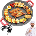 Non-Stick Electric Indoor Grill Pan, 11-15.74in Electric Griddle Nonstick, Multi-functional Korean Electric Indoor Grill, Smokeless Portable Electric Gril (36cm/15in)
