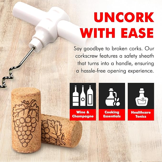 Chef Craft Select Travel Corkscrew, 4 inches in length, White