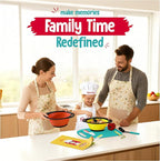 Baketivity Kids Cooking Set Real Utensils With Kitchen Tool Guide - Complete Junior Cooking Set Gift For Girls Or Boys With Mixing Bowls, Cutting Board, Knife, Apron - Kids Baking Set For Real Cooking