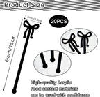 Black Bow Drink Stir Sticks 20PCS Acrylic Stirrers for Cocktail Swizzle Coffee Shirley Temple Bar Supplies Party Decorations (Black)