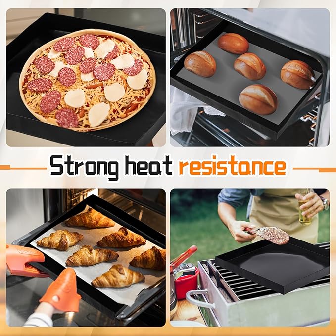 Teenyyou 4 Pcs 12 x 12 x 1 Inch PTFE Solid Oven Basket Non Stick Cooking Basket Cooking Trays for Quick Oven Accessories Baking Chips Chicken Wings Bread Heating