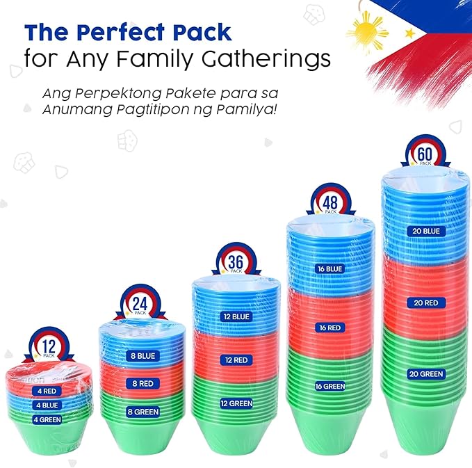 Small 60 Pcs Puto Molder Filipino (2.2" x 1") - Kutsinta Molder for Baking - Puto Mold Cups for Steamer - Filipino Plastic Molds for Desserts in Assorted Colors