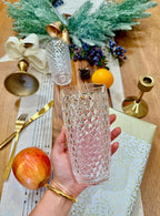 KLIFA- ASPEN- 17.6 ounce, Set of 6, Acrylic Vintage Drinking Glasses, Shatter-proof Highball, BPA-Free, Stackable Plastic Drinkware, Dishwasher Safe Cups, Clear