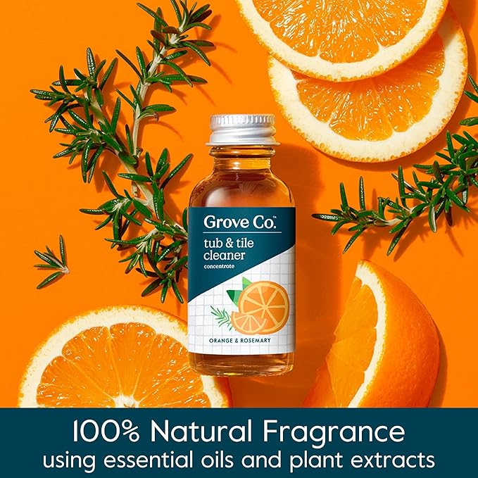 Grove Co. Tub and Tile Cleaner, Refill Concentrate (6 x 1 Fl Oz) Plant-Based Household Cleaning Supplies, No Plastic Waste, 100% Natural Orange & Rosemary Fragrance, 3 x 2 Pack Refills