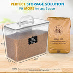 Shazo 2 PC (11L | 372 oz) Flour Sugar Storage Containers with Easy Carry Handle - Plastic Extra Large Food Storage Containers with Lids for Rice Cereal, BPA Free & Airtight Kitchen Pantry Organization