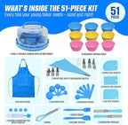 Perlli Kids Cake & Cupcake Baking Set – 51 Pieces Real Utensils & Decorating Kit with Carrier Safe Baking Supplies Gift for Junior Chefs Girls & Boys (Blue)