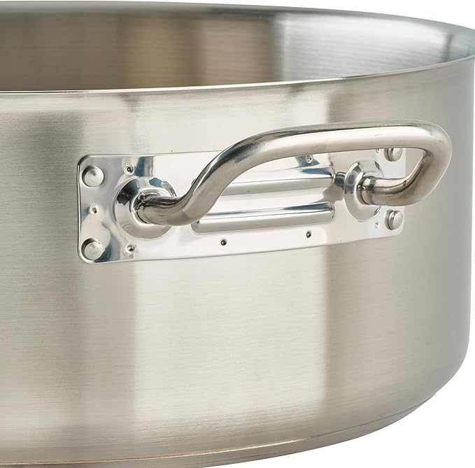 Winco Commercial-Grade Stainless Steel Brazier with Lid, 20 Quart