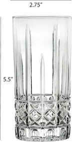 Lorren Home Trends Tall 12 Ounce Drinking Glass-Textured Cut Glass, Set of 6