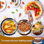 P&P CHEF 8 Inch Cake Pans Set, Round Baking Pan Stainless Steel Layer Birthday Wedding Cake Oven Pans, Non Toxic & Heavy Duty, Deep Side & Mirror Finish, Dishwasher Safe, (3Pcs)