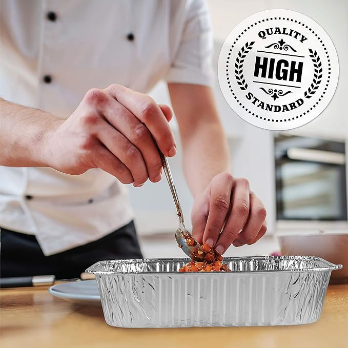 PLASTICPRO Disposable 8'' X 8'' X 2'' Inch Square Aluminum Tin Foil Baking Pans Bakeware - Cookware Perfect for Baking Cakes, Breads, Brownies, Bread, Meatloaf, Lasagna, Pack of 25