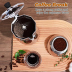 No Coating 6 Cup Aluminum and Stainless Steel Moka Pot Stovetop Espresso Maker Italian Coffee Machine 350ml 11.84oz Suitable for Gas Induction Stovetop Greca Coffee Maker Percolator Silver