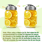 Mason Jar Pour Spout Lid Stainless Steel, Regular Mouth Pour Spout Flip Cap Lids for Mason Jars, Anticracking Leak Proof Seal Cover Airtight for Drinking Salad Dressing & Food Storing(2PCS)