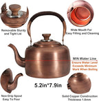 Tea Kettle Stovetop Whistling Copper Tea Pot for Stove 3.2QT Teapot Kettle Stovetop with Loud Whistle Lid, Vintage Kettles for Stove Top, Fast Boiling Water, Teapot for Induction, Electric, Gas Stoves