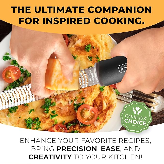 Orblue Lemon Zester & Cheese Grater - Premium Citrus Zester, Kitchen Grater for Parmesan, Chocolate, Fruits, Vegetables, Ginger, Garlic, Nutmeg - Stainless Steel Blades with Protective Cover, Black