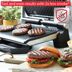 T-Fal OptiGrill Stainless Steel XL Electric Grill, 6 Servings, 9 Intelligent Automatic Cooking Modes, Panini Press, 1800 Watts, Nonstick Removable Plates, Indoor, Frozen Food, Kitchen Appliances