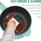 Dezin Hot Pot Electric, 2L Non-Stick Sauté Pan, Rapid Noodles Cooker, Mini Portable Pot for Steak, Egg, Fried Rice, Ramen, Oatmeal, Soup with Power Adjustment & Spatula, College Dorm Room Essential