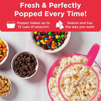 Ecolution Patented Micro-Pop Microwave Popcorn Popper with Temperature Safe Glass, 3-in-1 Lid Measures Kernels and Melts Butter, Made Without BPA, Dishwasher Safe, 3-Quart, Hot Pink