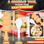 Rice Ball Mold - Mini Rice Ball Maker Mold with 3 Bite-Size Portions, Plastic Shaker with Scoop for Fast Shake Shaping – Versatile Tool for Bento Meals, Temari Sushi, Yaki-Onigiri & Creative Plating