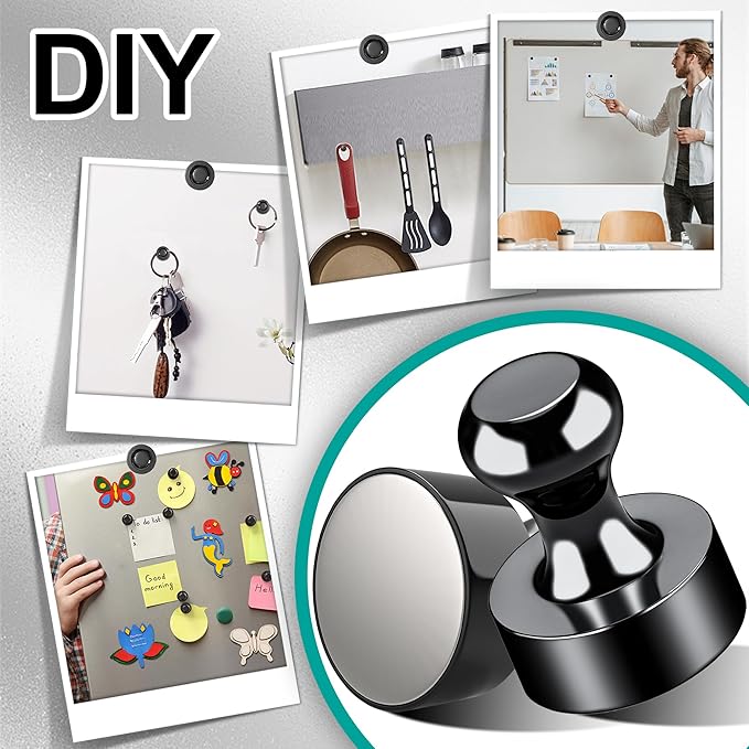 Tiergrade Metallic Magnets, Refrigerator Magnets, 40 Pack Black Magnetic Push Pins, Strong Fridge Magnets, Multi-use Whiteboard Magnets Perfect for Kitchen Office Classroom