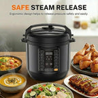 HealSmart 6QT Electric Pressure Cooker, 16-in-1 & Non-Stick Stainless Steel Multi Cooker with 12 Presets for Slow Cook, Meat Stew, Steam, Sauté, Canning, Yogurt Maker, Dishwasher Safe, Black
