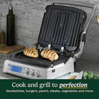 Cuisinart 6-in-1 Elite Griddler, Electric Grill, Griddle & Top Melt, 500°F Temperature Sear Function, LCD Screen, Dishwasher-Safe Cooking Plates, GR-300NAS, Stainless Steel