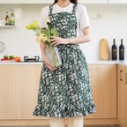 Pinknoke Vintage Pinafore Apron Dress for Women with Pockets Cute Floral Chef Aprons for Kitchen Cooking Baking Gardening