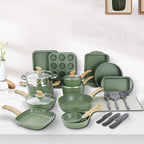 30 Piece Pots and Pans Set Non Stick, Granite Induction Cookware Sets, Nonstick Kitchen Cookware Sets, Non Toxic Cookware Set with Frying Pans and Saucepan, Kitchen Pots and Pans Set, Green