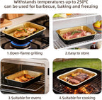 Aluminum Foil Pans, Extra Heavy Duty Disposable Aluminum Baking Pans, 14.57"×10.63" Steam Table Pans for Cooking, Heating, Storing, Prepping Roasting and Chafing (15 Pack Black and Gold)