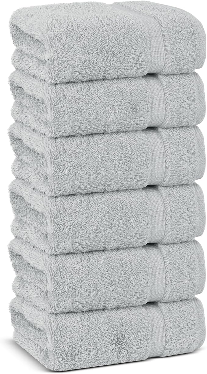 Chakir Turkish Linens | Hotel & Spa Quality 100% Cotton Premium Turkish Towels | Soft & Absorbent (6-Piece Hand Towels, Silver Gray)