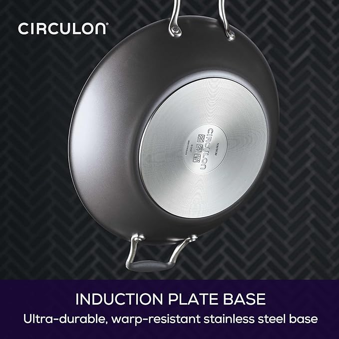 Circulon A1 Series w/ScratchDefense Nonstick Induction Wok with Lid, 14-Inch, Wok Pan with Lid, Graphite