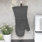 All Clad Silicone Oven Mitt: Heat Resistant up to 500 Degrees - 100% Cotton & Silicone, 14"x7" Oven Mitt for Kitchen and Barbeque, 1-Pack, Pewter