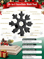 18-in-1 Snowflake Multi Tool – Stainless Steel with Bottle Opener & Wrench,Compact EDC Tool for Camping,Fishing,Hiking, Stocking Stuffers,Gifts for Men,Dad,Husband (Black)