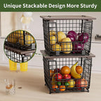 Wire Storage Basket For Kitchen Pantry and Counter - Stackable Wire Organizing Bin For Produce, Vegetable - Countertop Potato, Onion, Veggie Basket Brown