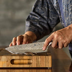 KYOKU Chef Knife - 8"- Shogun Series Japanese Style VG10 Steel Core Hammered Damascus Blade Kitchen Knife - with Sheath & Case