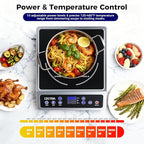 OSTBA 1800W Portable Induction Cooktop, Large Heating Coil Countertop Induction Burner, 10 Power Levels & 120–460°F Temperature Control, 3H Timer, Keep Warm, ETL Certified