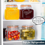 2 Pack Half Gallon Mason Jar with Hinged Lid, Wide Mouth Glass Canisters for Food Storage, Cookie, Flour, Candy, Coffee, Pickle - 64 Oz Glass Jar with Lid - 2 Scale Marks & Vintage Mason Jars