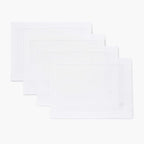 Solino Home Linen Placemats Set of 4 - Classic Hemstitch White Placemats 14 x 19 Inch - 100% Pure Linen Table Mats for Winter, Valentines, Holiday, New Year