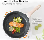 Kordisen Nonstick Frying Pan Set with Lids, 3 Piece Skillet Set, Healthy Induction Cookware Cooking Pan, Stay-Cool Handle, Compatible with All Stovetops, PFOA Free (9.5, 11, 12.5 Inch)