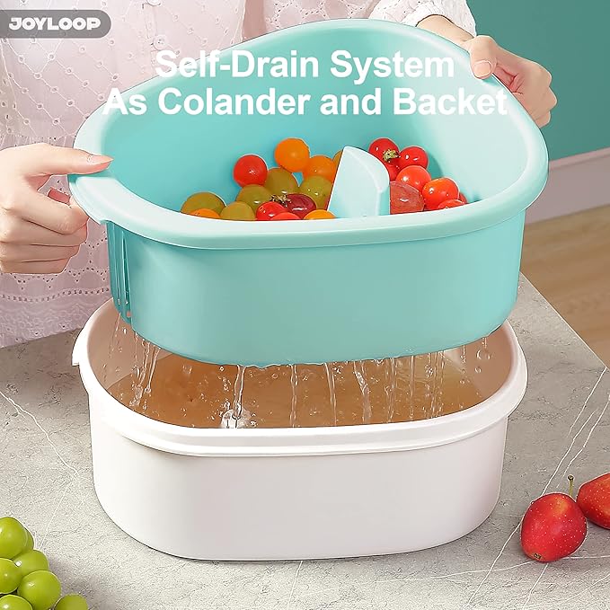 JOYMOOP Fruit Cleaner Spinner JOYLOOP, Large Fruit Washer Spinner, Fruit Cleaner Spinner with Fruit Washer Bowl, Vegetable Fruit Spinner Washer,Fruit and Vegetable Scrubber