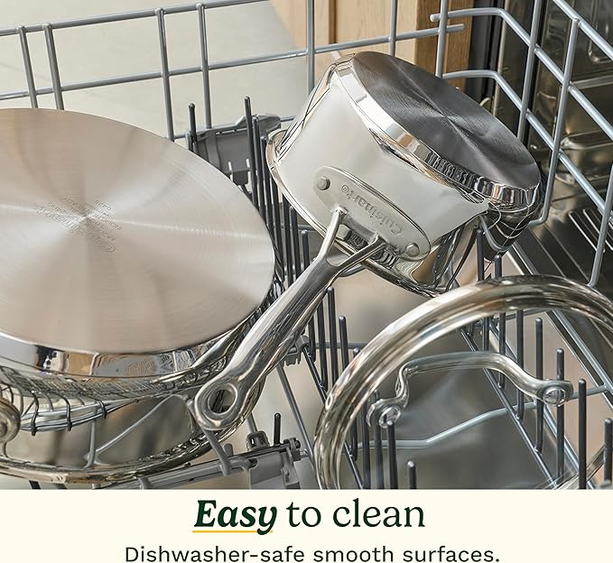 Cuisinart Chef’s Classic 11-Piece Stainless Steel Pots and Pans Set, Cookware Set Compatible with Induction, Electric, Gas Cooktops, Aluminum Core for Even Heat, Cool Grip Handles, Dishwasher Safe