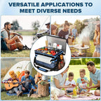 Grill Caddy, Blue Oxford BBQ Caddy with Paper Towel Holder & Lid, Collapsible Tailgating Accessories Basket, Portable griddle Bag Organizer for Outdoor Grilling, Picnic, Camping, Fishing, RV