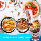 P&P CHEF 8 Inch Cake Pans Set, Round Baking Pan Stainless Steel Layer Birthday Wedding Cake Oven Pans, Non Toxic & Heavy Duty, Deep Side & Mirror Finish, Dishwasher Safe, (1Pc)
