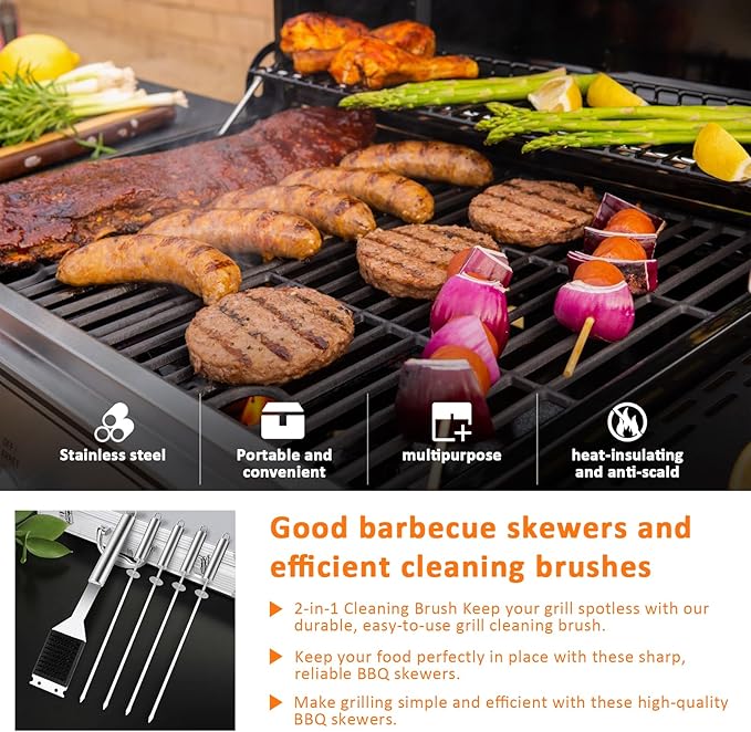 26-Piece BBQ Grill Accessories Set | Ultimate Grilling Tools for Men - Heavy Duty Stainless Steel BBQ Utensils Kit with Aluminum Case & Grill Brush for Dad (Stainless)