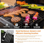 26-Piece BBQ Grill Accessories Set | Ultimate Grilling Tools for Men - Heavy Duty Stainless Steel BBQ Utensils Kit with Aluminum Case & Grill Brush for Dad (Stainless)