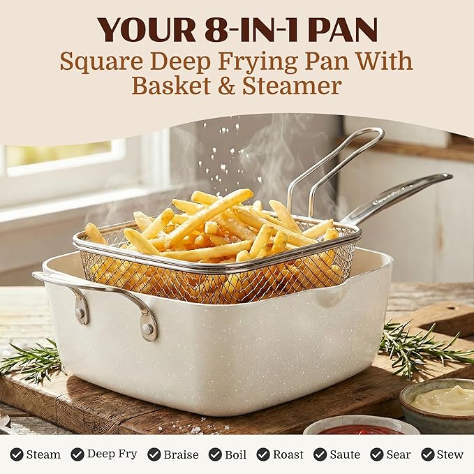 Granitestone Ceraluxe 20 Pc Ceramic Cookware Set Nonstick, Complete Pots and Pans Set Non Stick with 5 Pc Bakeware Set, Deep Frying Pan Set, & Steamer, Non Toxic PFOA Free, Oven & Dishwasher Safe