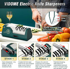 Professional Electric Knife Sharpener with 100% Diamond Abrasives & Precision Angle Guides, 3-Speed Variable 4-Stage Open Touch-Screen Knife Sharpener for Straight, Serrated Edges, Scissors & Axes
