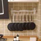 Dseap Kitchen Utensil Holder Hanger, Pot and Pan Rack Wall Mounted, Kitchen Rail with 8 Hooks for Hanging Cooking Utensils, Mugs, Spoons, Wall Mounted, White, Pack of 2